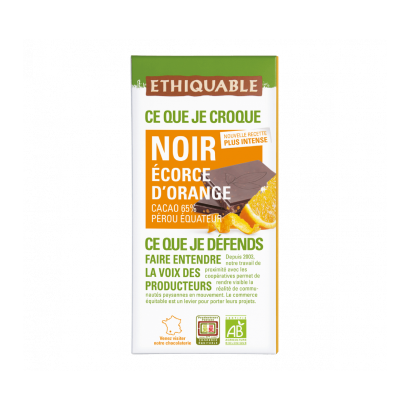 Chocolat noir 65% orange (Ethiquable) 100g